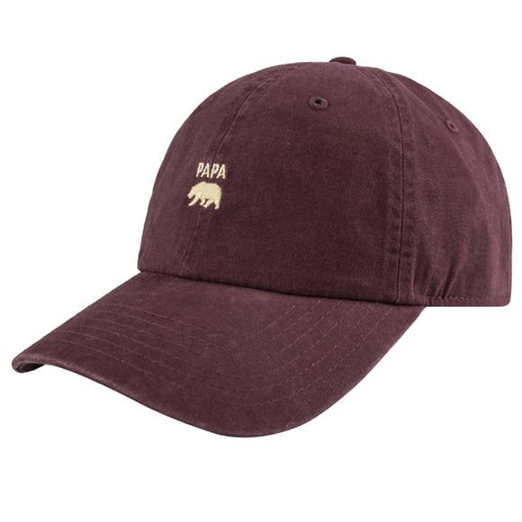 NWT Men's Wembley Papa Bear Embroidered Dad Hat - Burgundy - Picture 1 of 8